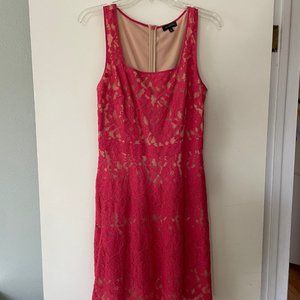 Knee length lace coral dress
